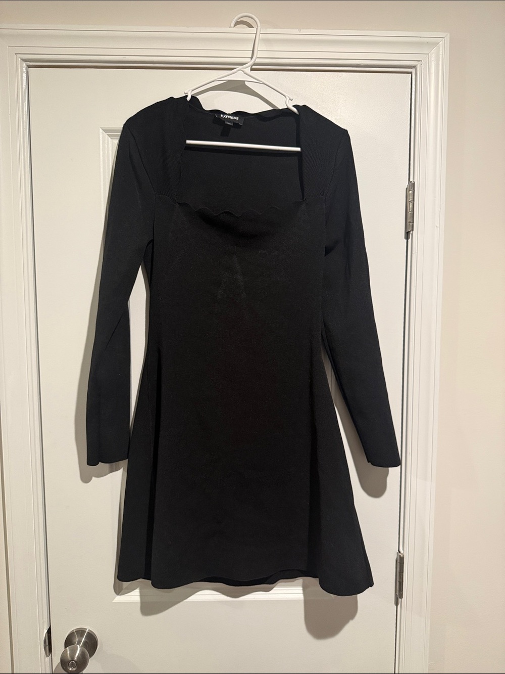 Express Black Long-Sleeve Fit & Flare Mini Dress - Women